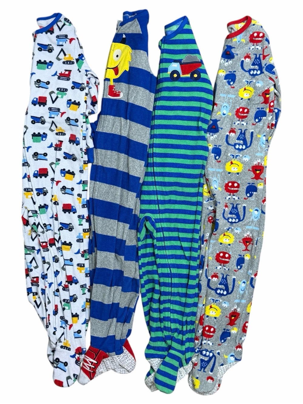 4T Kids Headquarters Boys Fleece Zip One-Piece Pajamas Bundle Lot 4 PJs